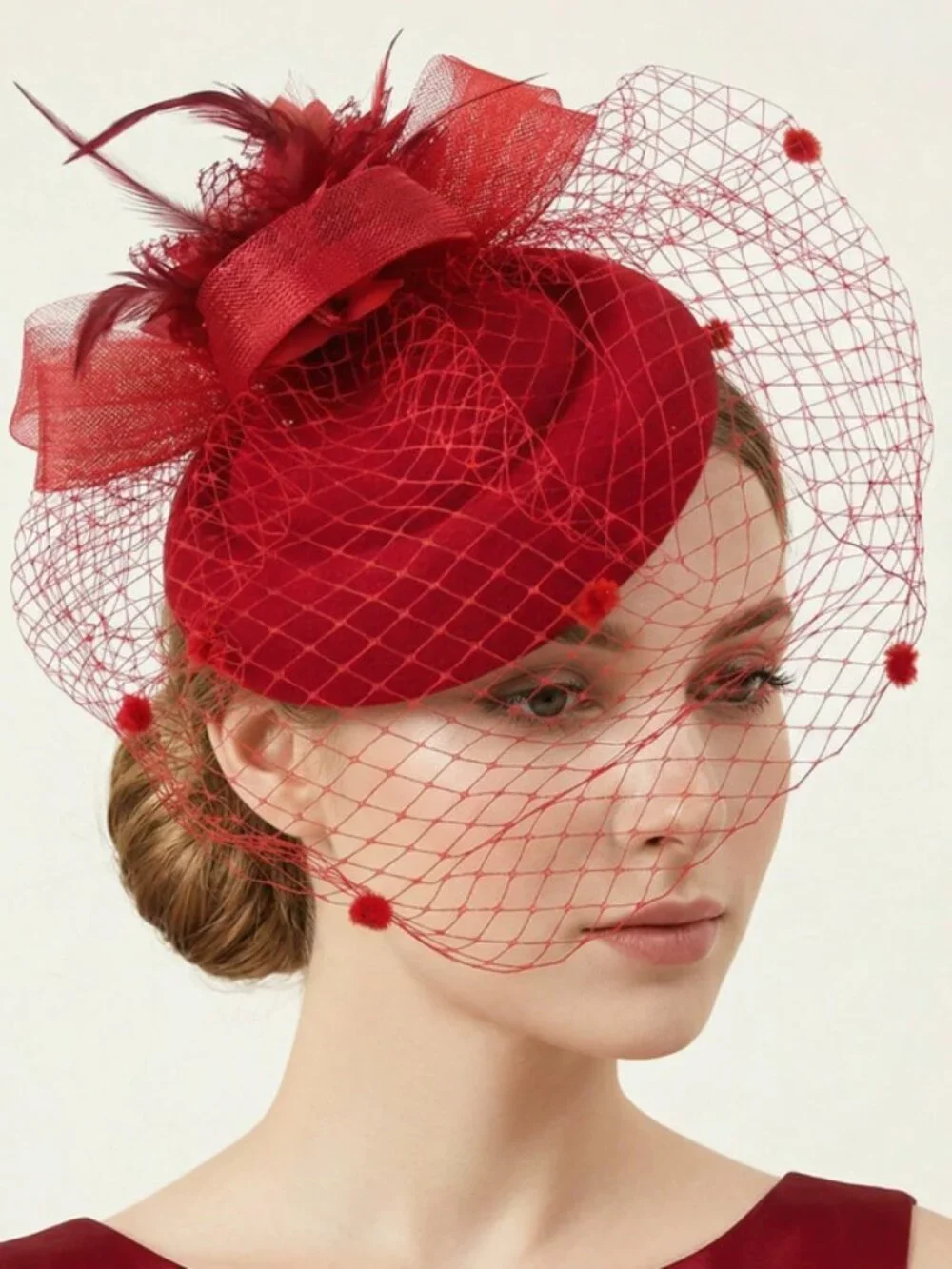 White Pillbox Fascinator Hat with Veil | Vintage Bridal Birdcage Wedding Veil